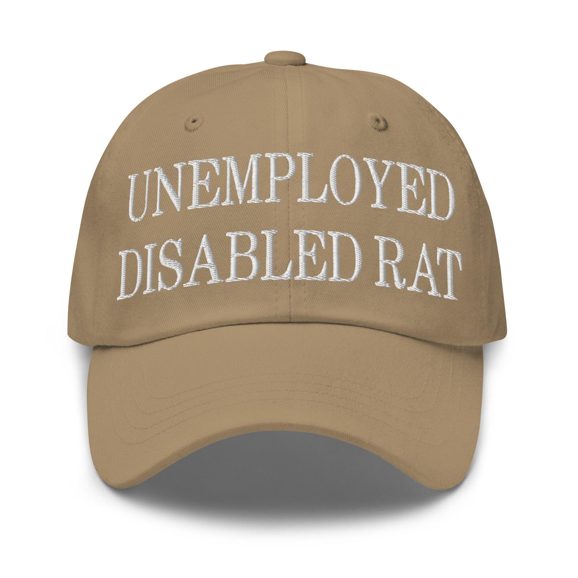 Unemployed Disabled Rat Embroidered Dad Hat - Khaki