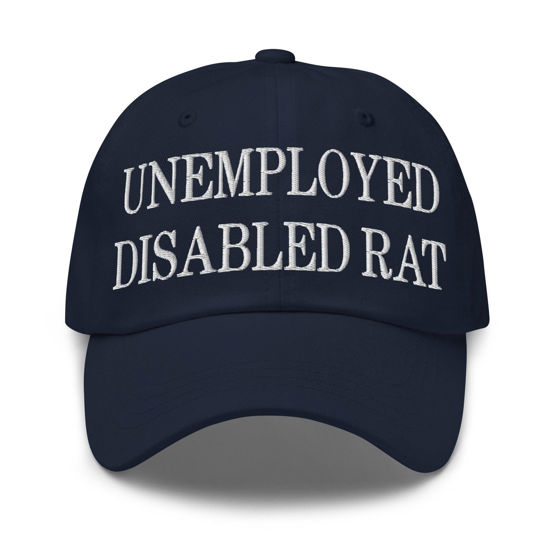 Unemployed Disabled Rat Embroidered Dad Hat - Navy
