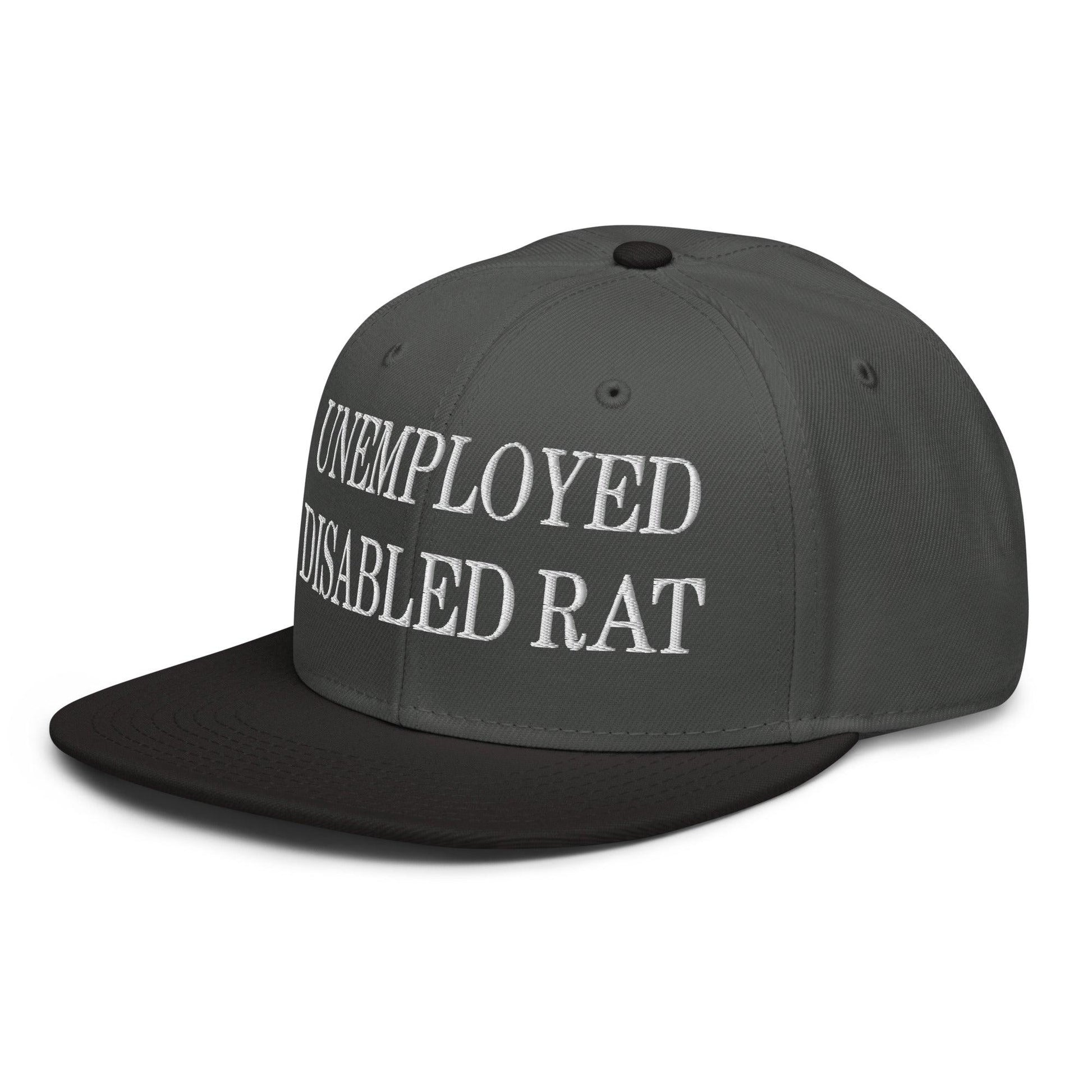 Unemployed Disabled Rat Embroidered Flat Brim Bill Snapback Hat