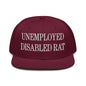 Unemployed Disabled Rat Embroidered Flat Brim Bill Snapback Hat - Burgundy maroon