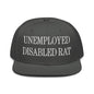 Unemployed Disabled Rat Embroidered Flat Brim Bill Snapback Hat - Charcoal gray