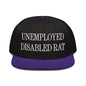 Unemployed Disabled Rat Embroidered Flat Brim Bill Snapback Hat - Purple / Black