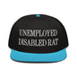 Unemployed Disabled Rat Embroidered Flat Brim Bill Snapback Hat - Aqua blue / Black