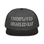 Unemployed Disabled Rat Embroidered Flat Brim Bill Snapback Hat - Black / Charcoal gray