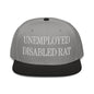 Unemployed Disabled Rat Embroidered Flat Brim Bill Snapback Hat - Black / Gray