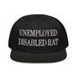 Unemployed Disabled Rat Embroidered Flat Brim Bill Snapback Hat - Black