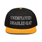 Unemployed Disabled Rat Embroidered Flat Brim Bill Snapback Hat - Gold / Black