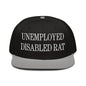Unemployed Disabled Rat Embroidered Flat Brim Bill Snapback Hat - Gray / Black