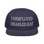 Unemployed Disabled Rat Embroidered Flat Brim Bill Snapback Hat - Navy blue