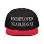 Unemployed Disabled Rat Embroidered Flat Brim Bill Snapback Hat - Red / Black