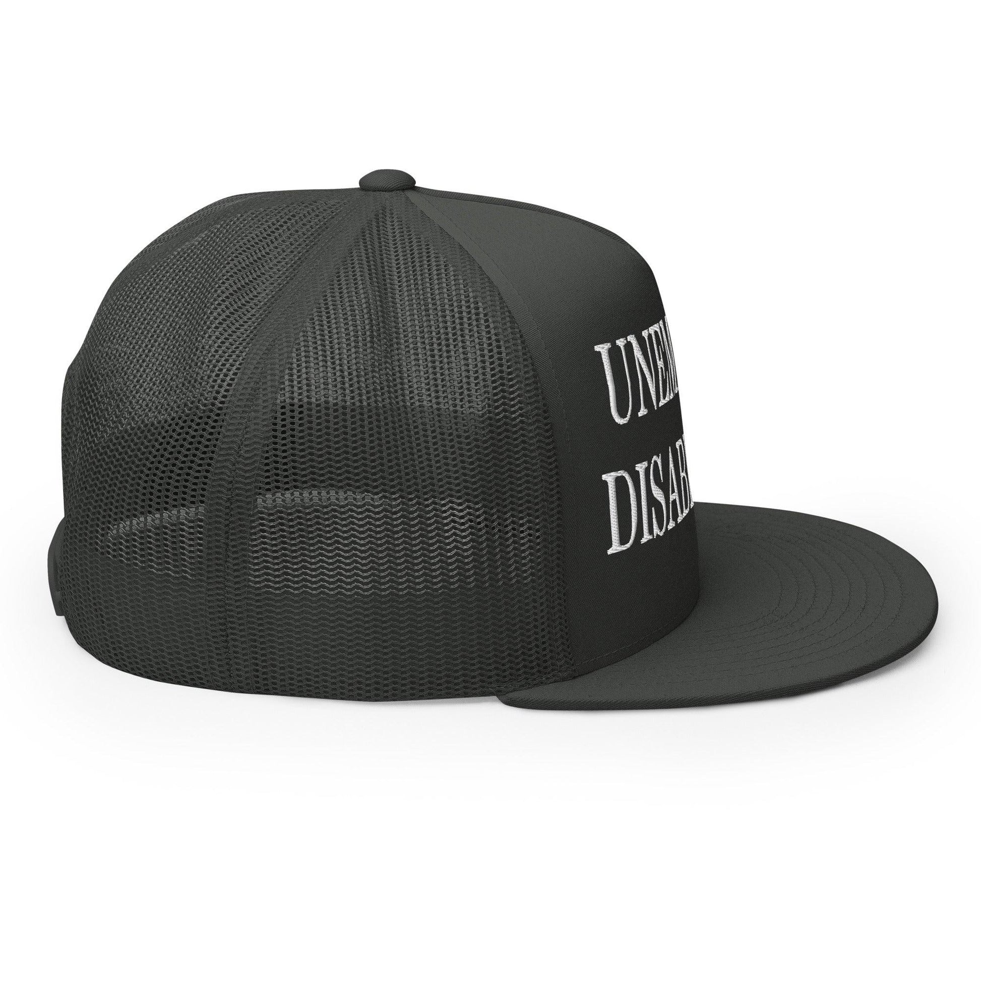 Unemployed Disabled Rat Embroidered Mesh Flat Bill Brim Trucker Hat