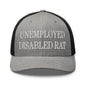 Unemployed Disabled Rat Embroidered Mesh Trucker Hat - Heather/ Black