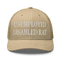 Unemployed Disabled Rat Embroidered Mesh Trucker Hat - Khaki