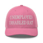 Unemployed Disabled Rat Embroidered Mesh Trucker Hat - Pink