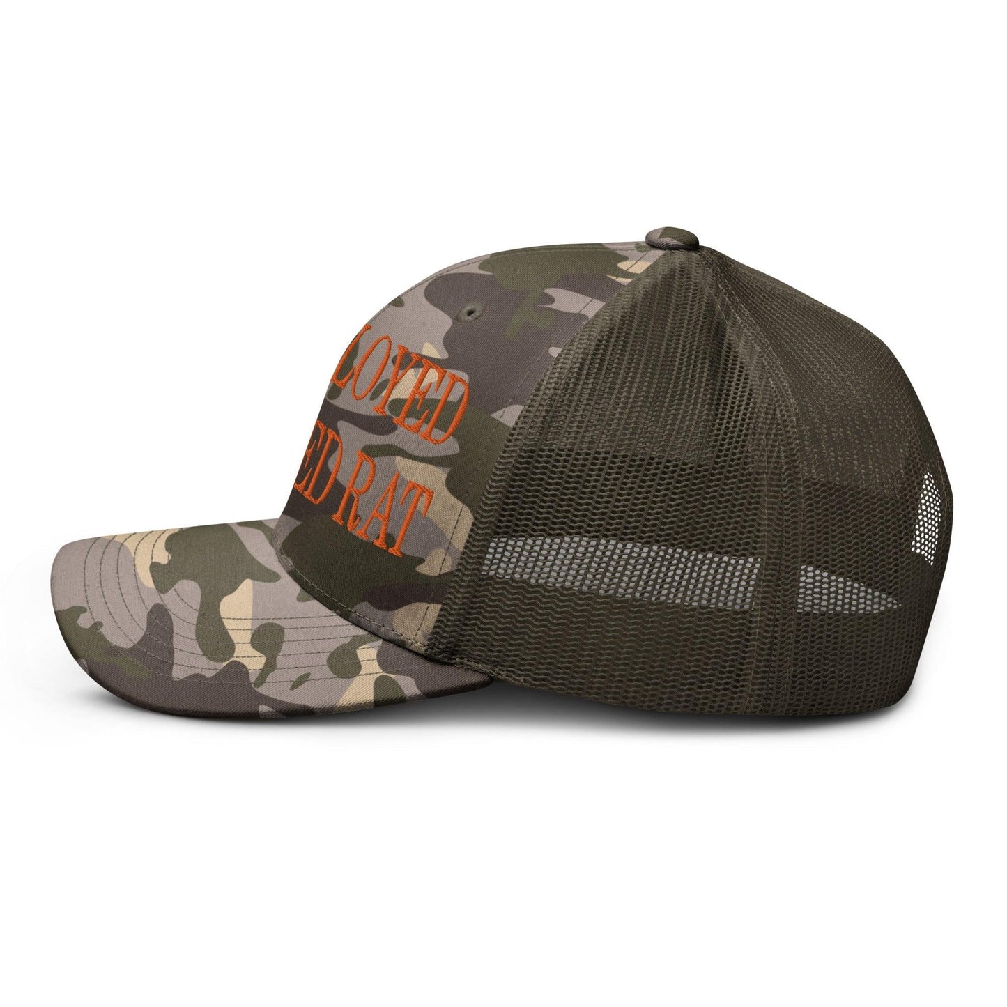 Unemployed Disabled Rat Embroidered Orange Camo Trucker Hat