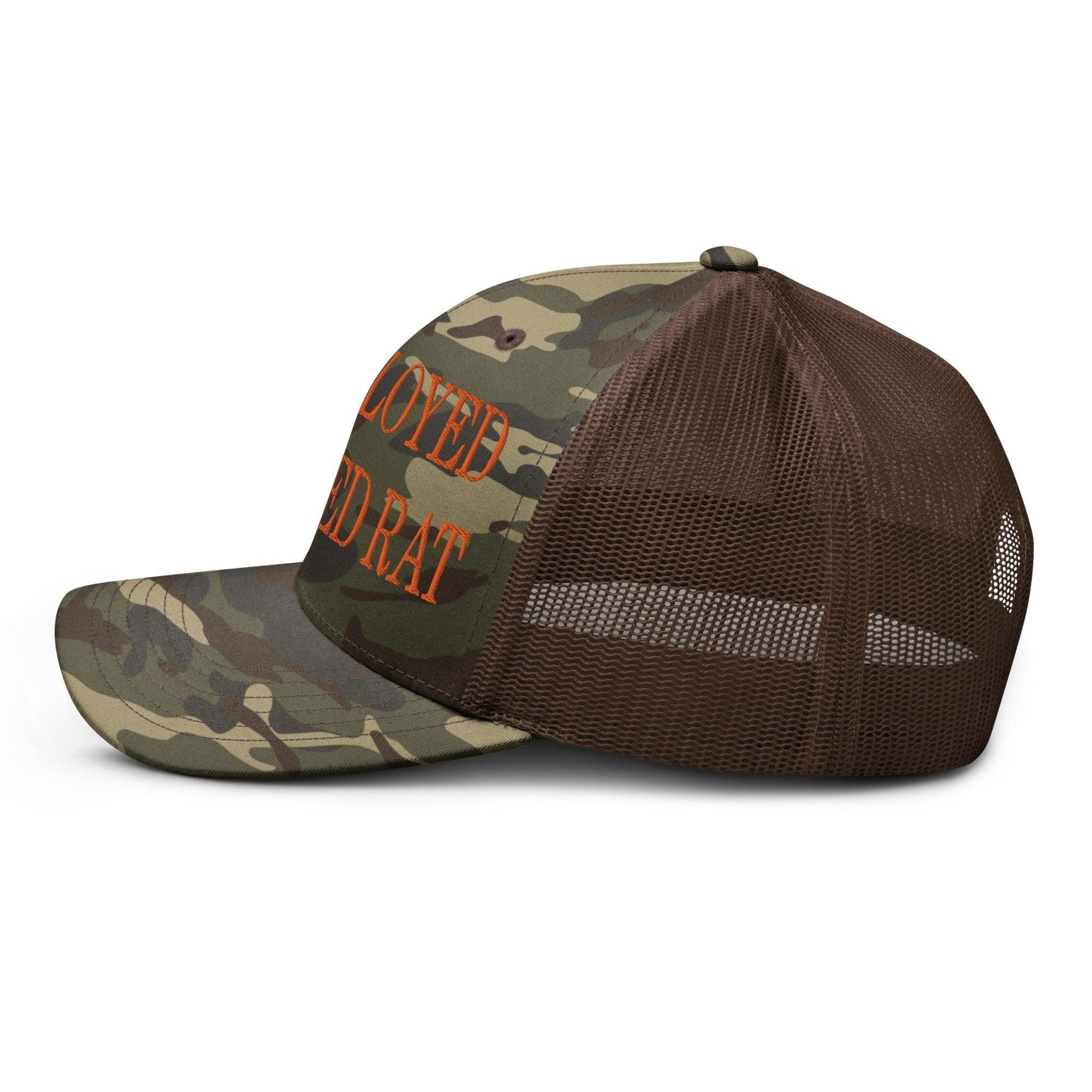 Unemployed Disabled Rat Embroidered Orange Camo Trucker Hat