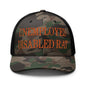 Unemployed Disabled Rat Embroidered Orange Camo Trucker Hat - Camo/Black