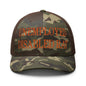 Unemployed Disabled Rat Embroidered Orange Camo Trucker Hat - Camo/Brown