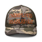 Unemployed Disabled Rat Embroidered Orange Camo Trucker Hat - Camo/Olive