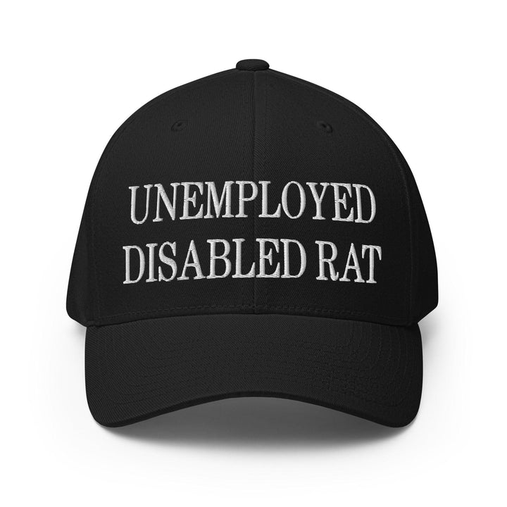 Unemployed Disabled Rat Embroidered Stretch Fit Baseball Hat - Black / S/M