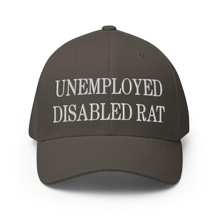 Unemployed Disabled Rat Embroidered Stretch Fit Baseball Hat - Dark Grey / S/M