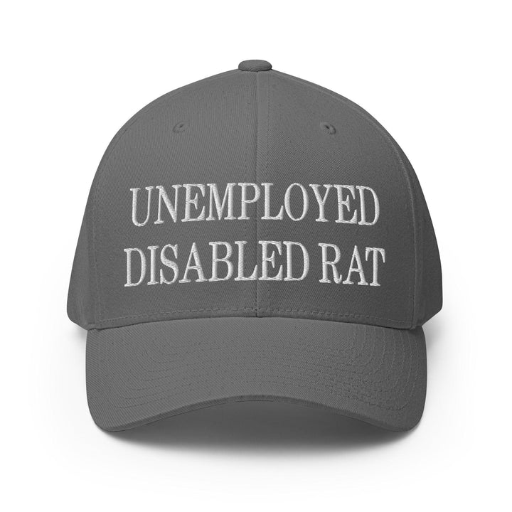 Unemployed Disabled Rat Embroidered Stretch Fit Baseball Hat - Grey / S/M