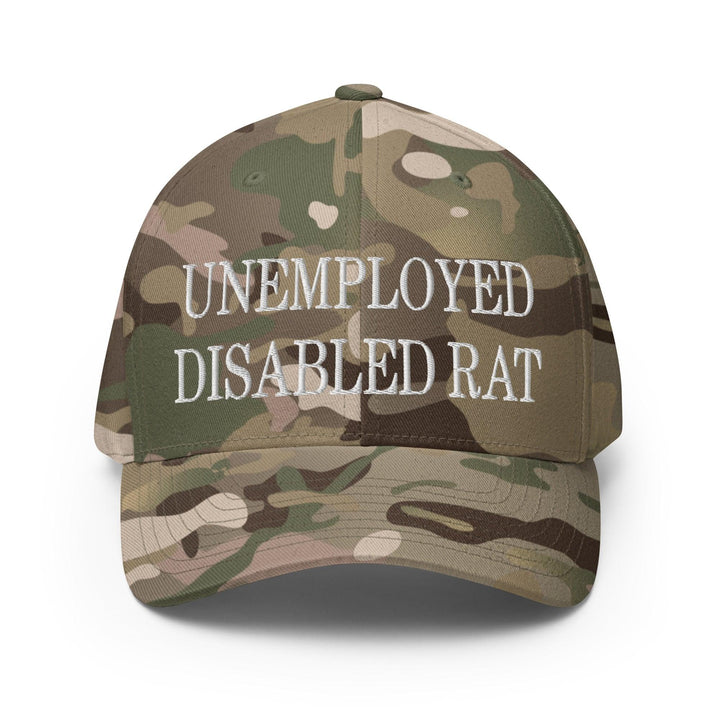 Unemployed Disabled Rat Embroidered Stretch Fit Baseball Hat - Multicam Green / S/M