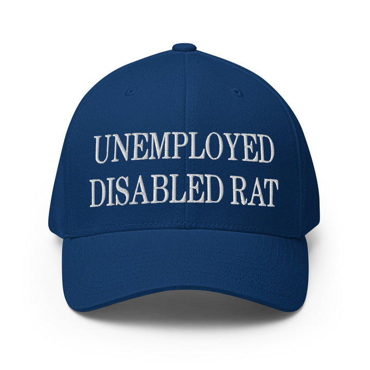 Unemployed Disabled Rat Embroidered Stretch Fit Baseball Hat - Royal Blue / S/M