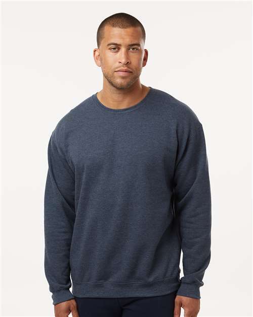 Unisex Crewneck Fleece - Heather Navy - Heather Navy / XS