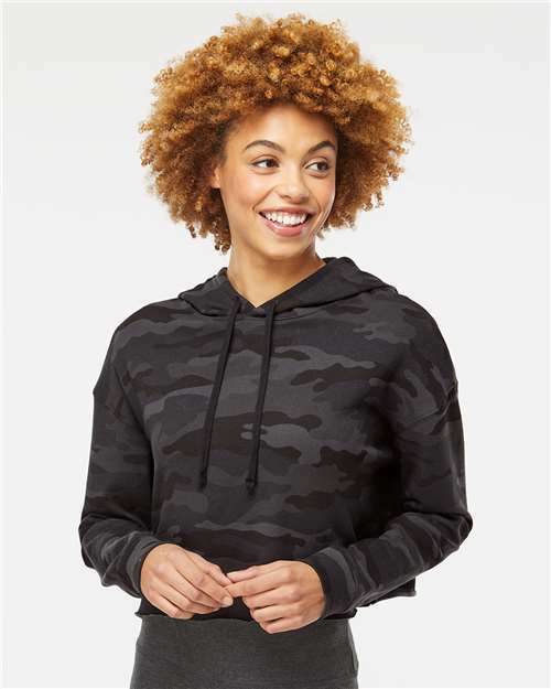 Unleash your style: lightweight womens crop hoodie for custom apparel sw247 - Black Camo / XS