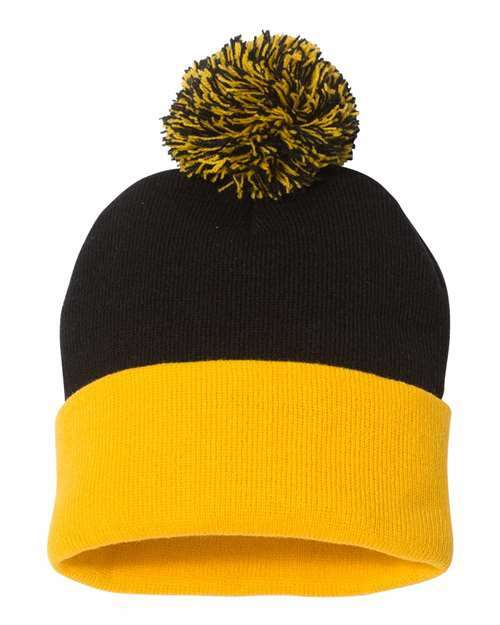 Unleash winter style: sp15 12 pom-pom cuffed beanie for custom apparel - BEANIES