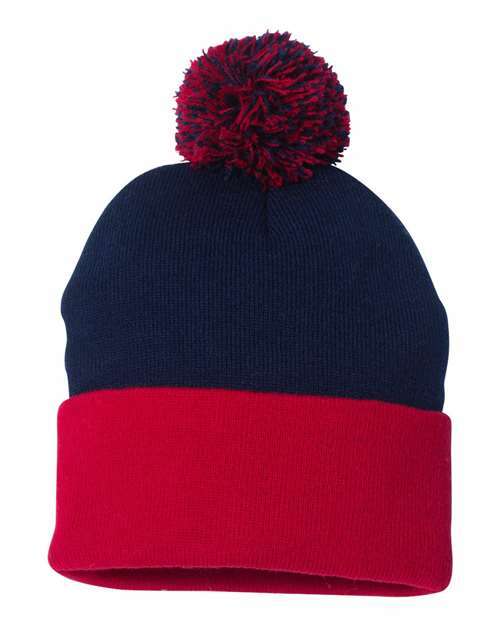 Unleash winter style: sp15 12 pom-pom cuffed beanie for custom apparel - BEANIES