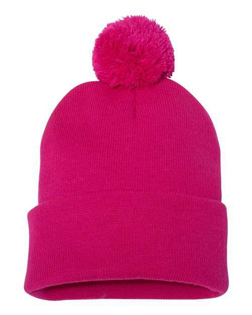 Unleash winter style: sp15 12 pom-pom cuffed beanie for custom apparel - BEANIES