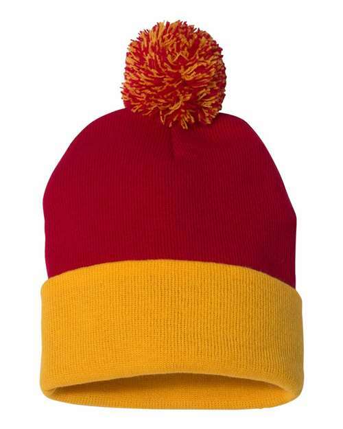 Unleash winter style: sp15 12 pom-pom cuffed beanie for custom apparel - BEANIES