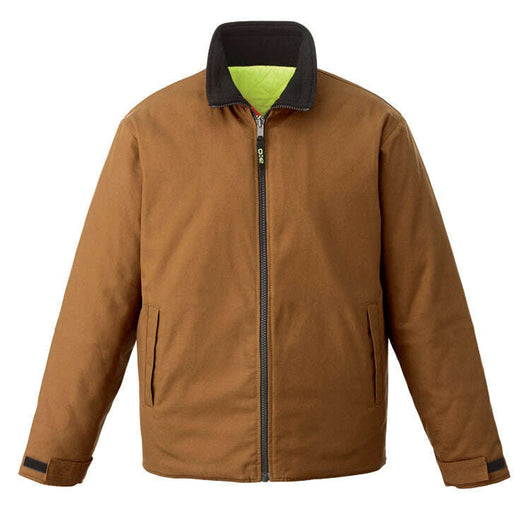 Unleash maximum visibility: custom hi-vis jacket 777. Screen printing toronto - Tan/Hi-Vis Yellow / S - Hi-Vis Jacket