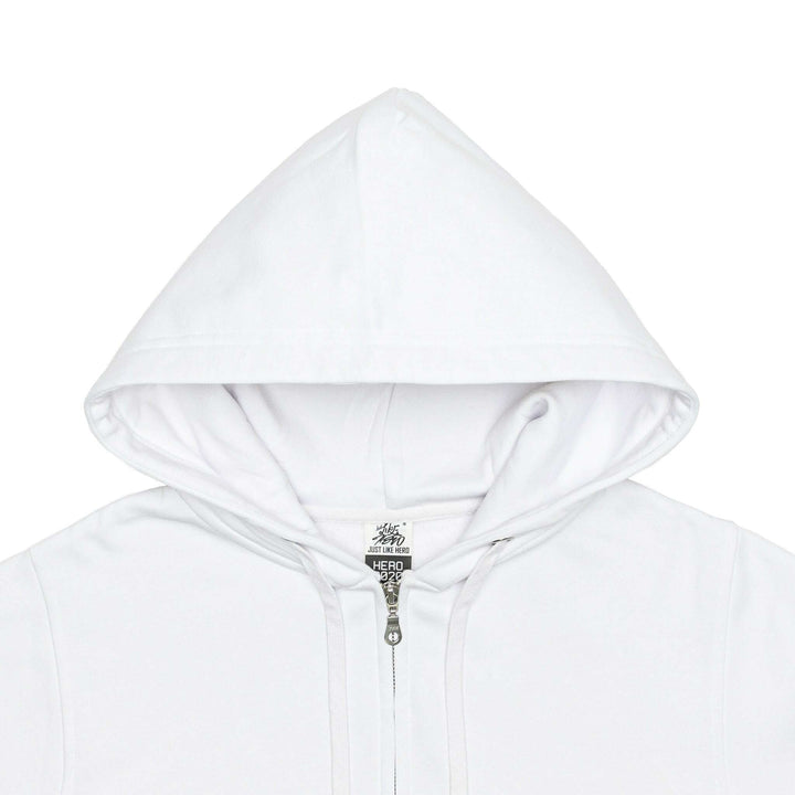 Unleash your vision: hero-3020 white hoodie for custom apparel and screen printing - Full-Zip Hoodie