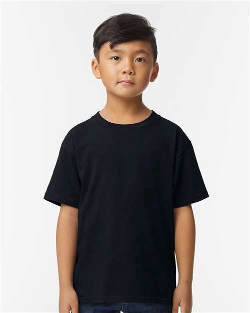 Unleash kids creativity: softstyle tee for custom apparel ymw - Pitch Black / XS