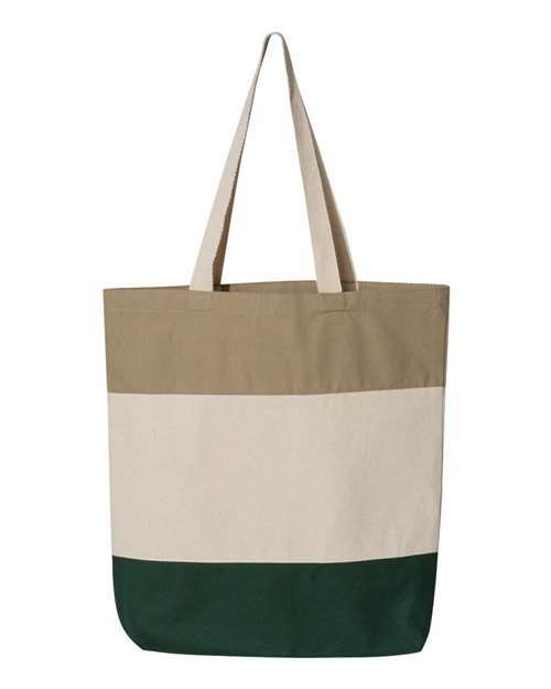Unleash your creativity: 11l tri-color tote for live screen printing toronto - Forest/ Natural/ Khaki - Tote