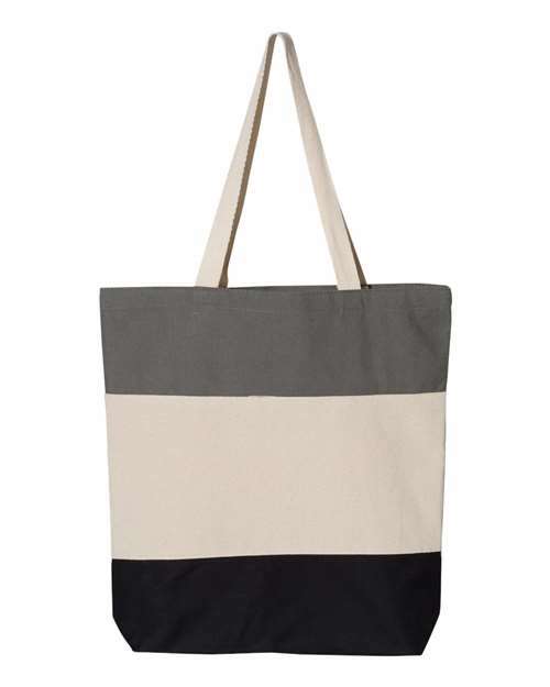 Unleash your creativity: 11l tri-color tote for live screen printing toronto - Black/ Natural/ Light Grey - Tote