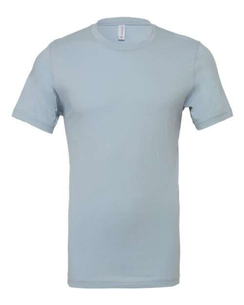 Unleash your creativity: light blue jersey tee for custom apparel and live screen printing toronto event use t100