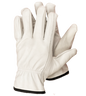 Pair of white leather work gloves, unlined cowhide roper driver gloves for durability