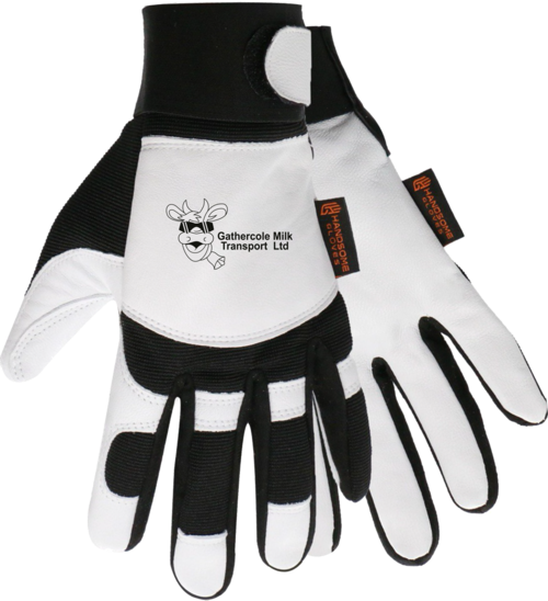 Unlined Goatskin Mechanical Gloves - 702T - Black/White / Blank / 12 Pairs - Gloves