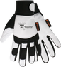 Black and white unlined goatskin mechanical gloves for durable work protection