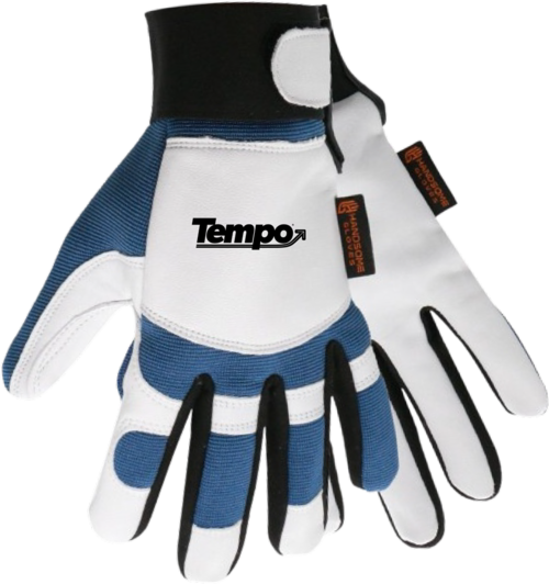 Unlined Goatskin Mechanical Gloves - 702T - Blue/White / Blank / 12 Pairs - Gloves