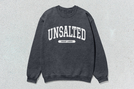 Unsalted Great Lakes - Unisex Heavy Blend™ Crewneck Sweatshirt - Charcoal Heather / Small - Sweatshirts & Hoodies