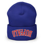 Upside Down Buffalo Football Embroidered Cuffed Knit Beanie