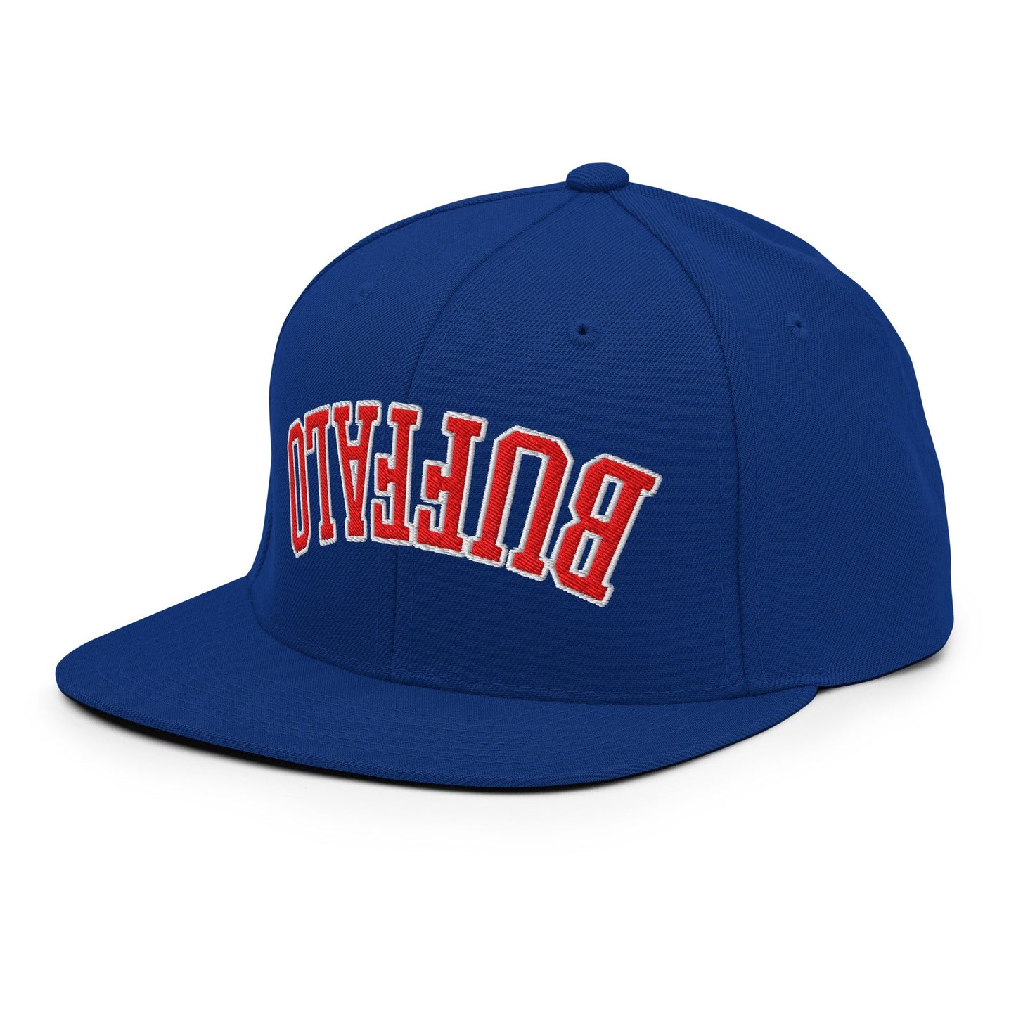 Upside Down Buffalo Football Embroidered Flat Brim Bill Snapback Hat