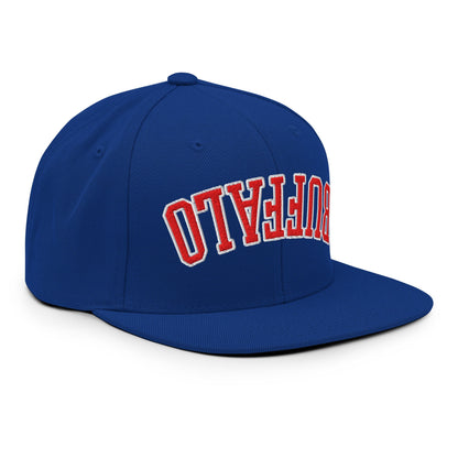 Upside Down Buffalo Football Embroidered Flat Brim Bill Snapback Hat