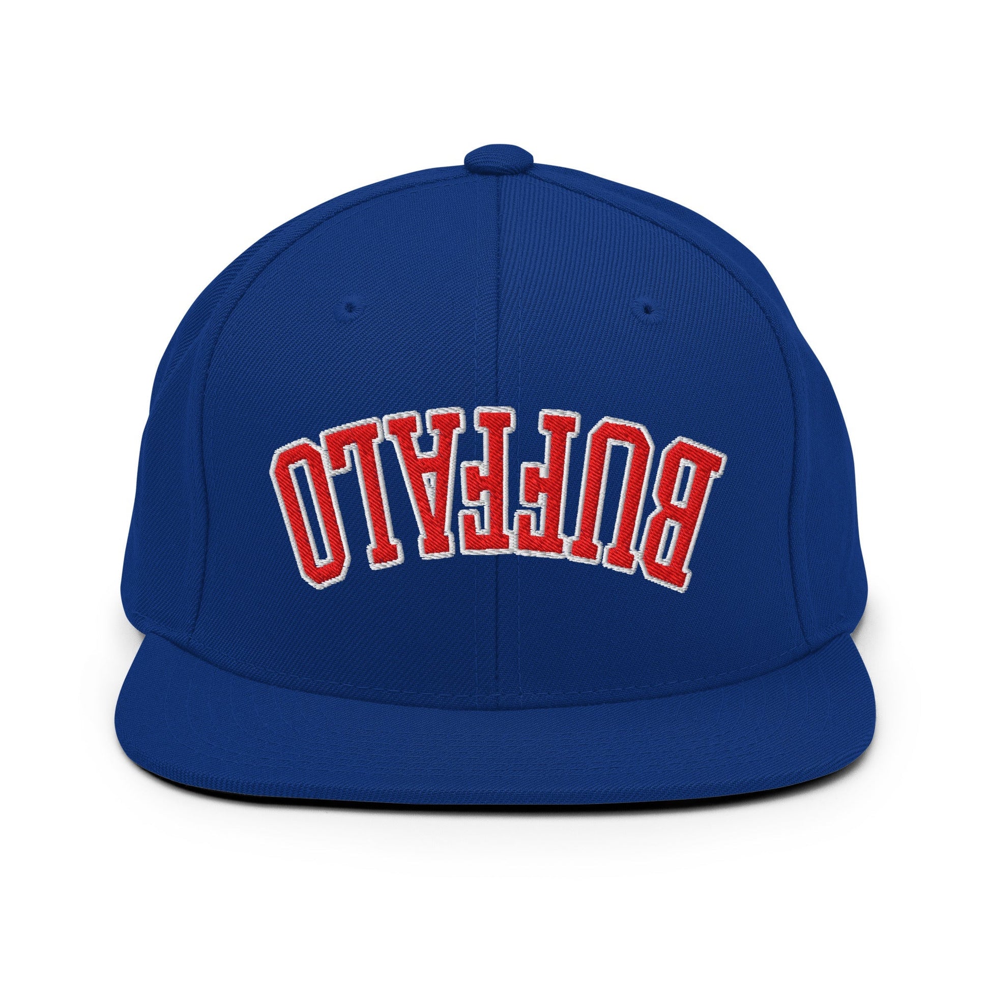 Upside Down Buffalo Football Embroidered Flat Brim Bill Snapback Hat