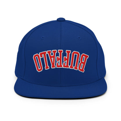 Upside Down Buffalo Football Embroidered Flat Brim Bill Snapback Hat